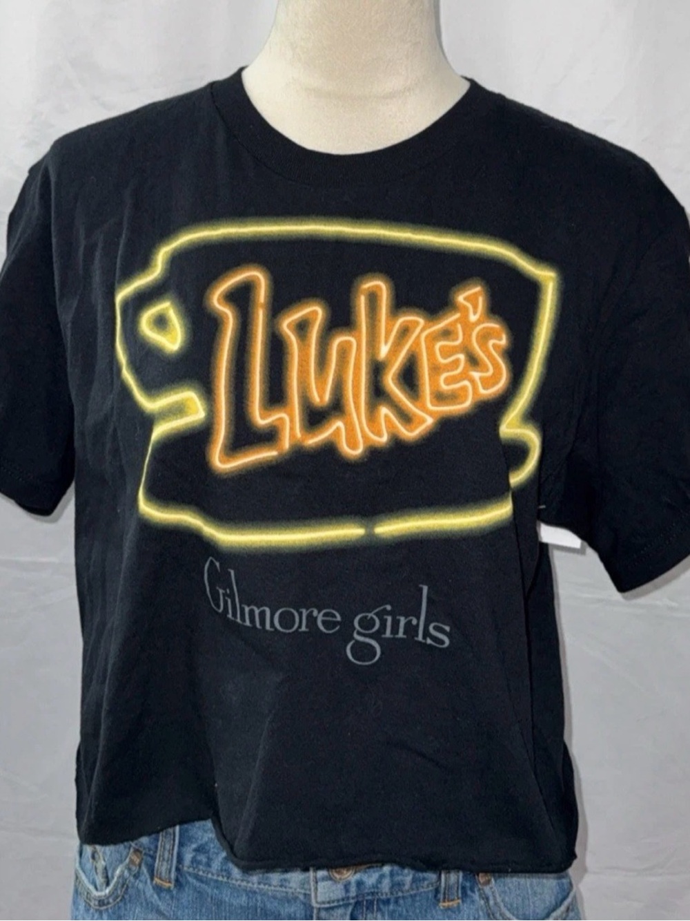 Gilmore Girls Luke's Neon Logo Black Short Sleeve Tee